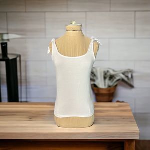 Banana Republic-Ribbed Tank Tie Sleeves White NWT Size XS